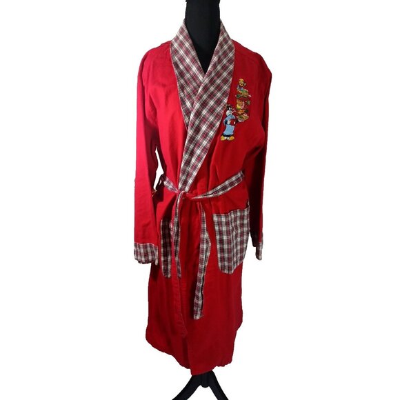 Vintage Warner Bros 1995 Sylvester & Tweety Red Plaid Robe M/L Embroidered Midni - Picture 2 of 9